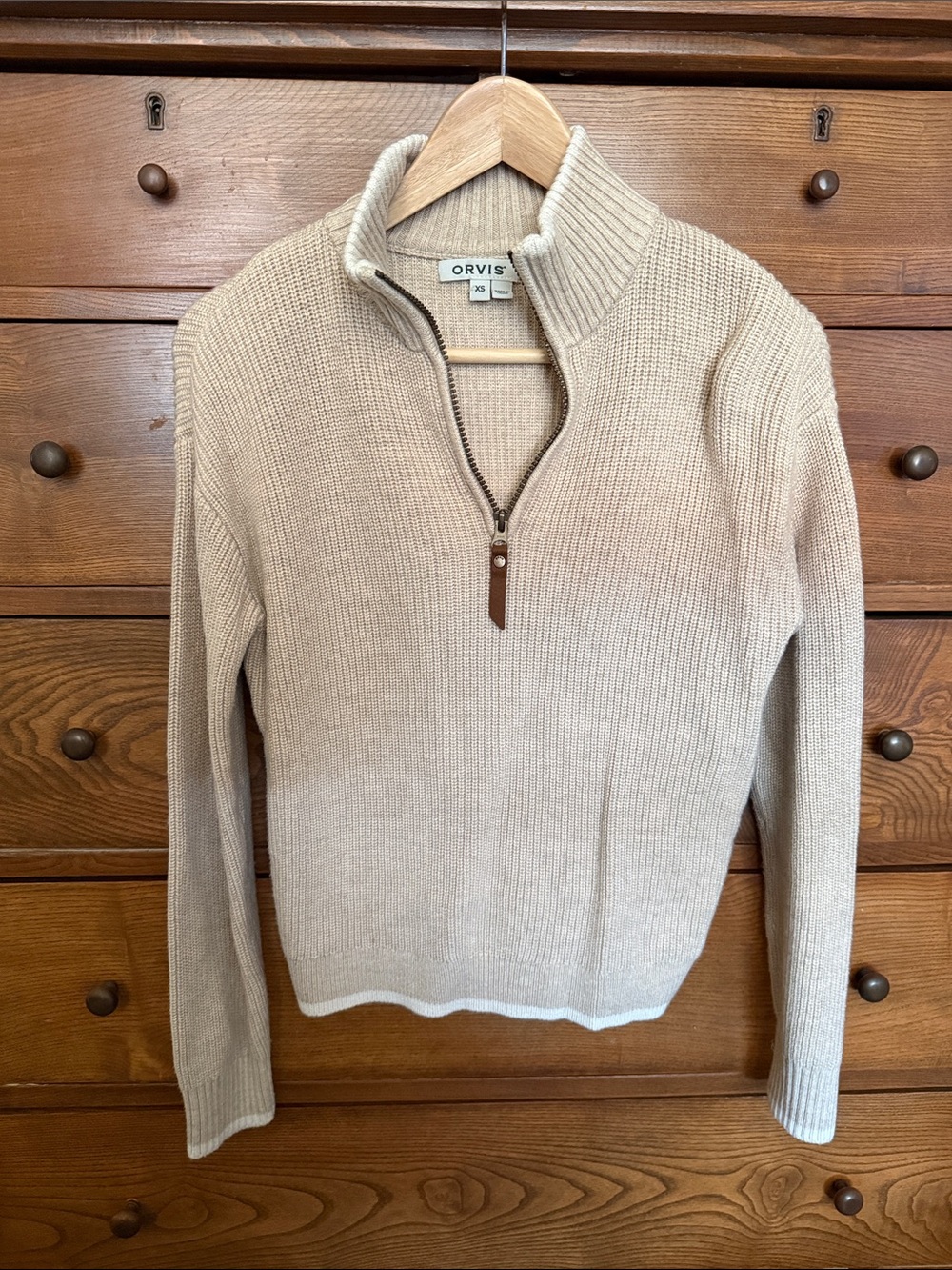 Orvis Women's Cream Quarter-Zip Ribbed Sweater XS